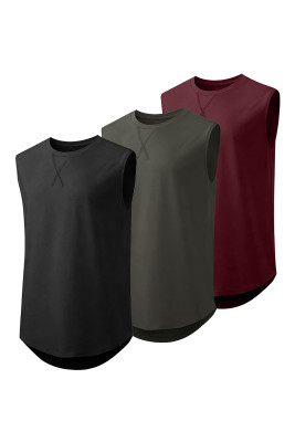 JMIERR Mens 3 Pack Muscle Cotton Tank Top Hipster Hip Hop Longline Crewneck Sleeveless Shirts MC256445-P22