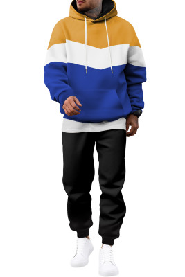 JMIERR Men's Hoodie Tracksuit 2 Pieces Set Novelty Color Block Pullover Fleece Hoodies Long Sleeve Casual Sweatshirt MC62231-P807