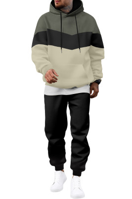 JMIERR Men's Hoodie Tracksuit 2 Pieces Set Novelty Color Block Pullover Fleece Hoodies Long Sleeve Casual Sweatshirt MC62231-P1209