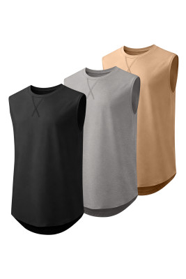 JMIERR Mens 3 Pack Muscle Cotton Tank Top Hipster Hip Hop Longline Crewneck Sleeveless Shirts MC256445-P1622