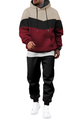 JMIERR Men's Hoodie Tracksuit 2 Pieces Set Novelty Color Block Pullover Fleece Hoodies Long Sleeve Casual Sweatshirt MC62231-P403