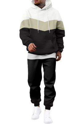 JMIERR Men's Hoodie Tracksuit 2 Pieces Set Novelty Color Block Pullover Fleece Hoodies Long Sleeve Casual Sweatshirt MC62231-P2