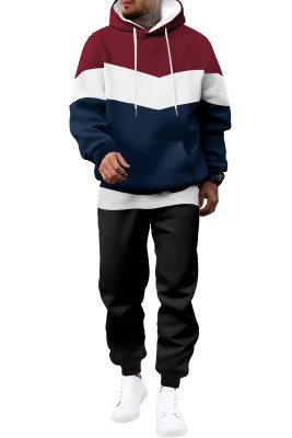 JMIERR Men's Hoodie Tracksuit 2 Pieces Set Novelty Color Block Pullover Fleece Hoodies Long Sleeve Casual Sweatshirt MC62231-P605