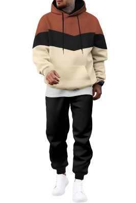 JMIERR Men's Hoodie Tracksuit 2 Pieces Set Novelty Color Block Pullover Fleece Hoodies Long Sleeve Casual Sweatshirt MC62231-P18