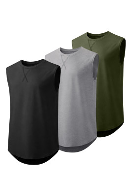 JMIERR Mens 3 Pack Muscle Cotton Tank Top Hipster Hip Hop Longline Crewneck Sleeveless Shirts MC256445-P922