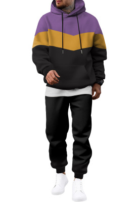 JMIERR Men's Hoodie Tracksuit 2 Pieces Set Novelty Color Block Pullover Fleece Hoodies Long Sleeve Casual Sweatshirt MC62231-P8