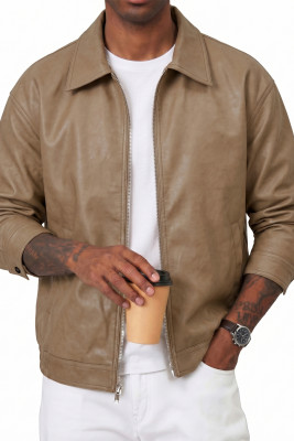 JMIERR Mens Faux Leather Jacket Motorcycle Zip Up Casual Coat Relaxed Fit MC851582-P16