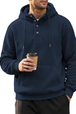 JMIERR Mens Casual Hoodie Pullover Quarter Button Drawstring Fleece Fall Winter Shirts with Pocket MC253931-P605