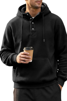 JMIERR Mens Casual Hoodie Pullover Quarter Button Drawstring Fleece Fall Winter Shirts with Pocket MC253931-P2