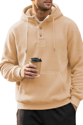 JMIERR Mens Casual Hoodie Pullover Quarter Button Drawstring Fleece Fall Winter Shirts with Pocket MC253931-P4016