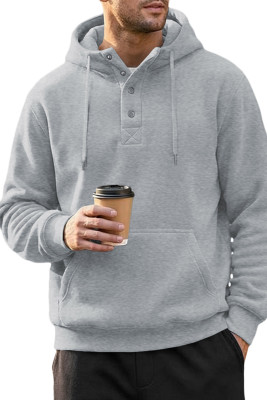 JMIERR Mens Casual Hoodie Pullover Quarter Button Drawstring Fleece Fall Winter Shirts with Pocket MC253931-P1011