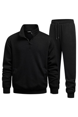 JMIERR Men's 2 Piece Ribbed Tracksuit Quarter Zip Sweatsuit Set MC62288-P2