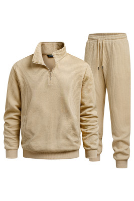 JMIERR Men's 2 Piece Ribbed Tracksuit Quarter Zip Sweatsuit Set MC62288-P6016