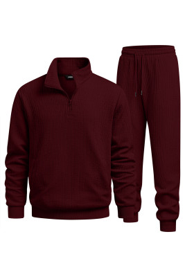 JMIERR Men's 2 Piece Ribbed Tracksuit Quarter Zip Sweatsuit Set MC62288-P503