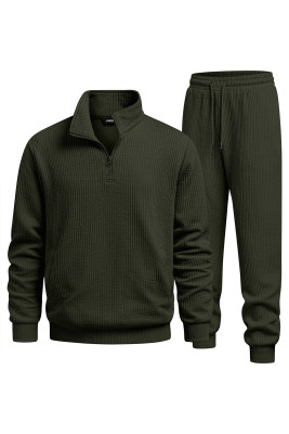 JMIERR Men's 2 Piece Ribbed Tracksuit Quarter Zip Sweatsuit Set MC62288-P2909
