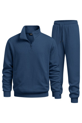 JMIERR Men's 2 Piece Ribbed Tracksuit Quarter Zip Sweatsuit Set MC62288-P5