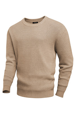 JMIERR Men's Ripple Textured Crewneck Knit Sweater MC276063-P18