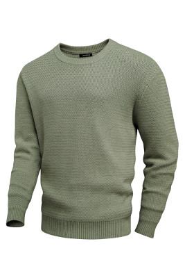 JMIERR Men's Ripple Textured Crewneck Knit Sweater MC276063-P1109