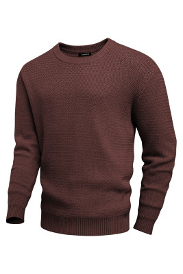 JMIERR Men's Ripple Textured Crewneck Knit Sweater MC276063-P17