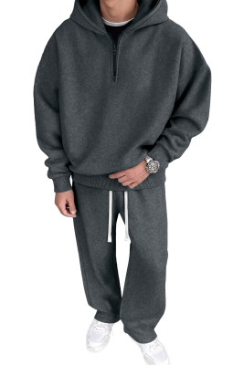 JMIERR Men's 2 Piece Outfits Quarter-Zip Hoodie Sweatshirt Tracksuit & Joggers Sweatpants Sweatsuit Set Dark Grey set MC62277-P2011