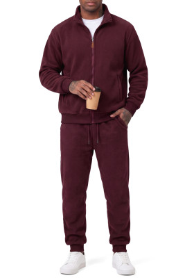 JMIERR Men's Track Suits Sweatsuits 2 Piece Full Zip Sports Outfits Set Fuzzy Fleece Sweatshirt and Joggers Sweatpants Sweatsuit Burgundy set MC62283-P503