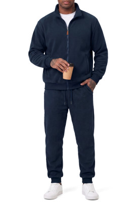 JMIERR Men's Track Suits Sweatsuits 2 Piece Full Zip Sports Outfits Set Fuzzy Fleece Sweatshirt and Joggers Sweatpants Sweatsuit Navy Blue set MC62283-P605