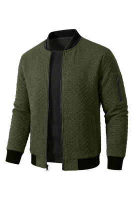 JMIERR Men's Textured Full Zip Bomber Jacket Multi Pockets MC851583-P2909