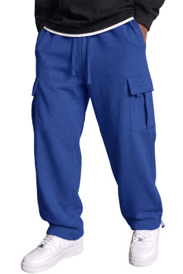 JMIERR Mens Fleece Cargo Sweatpants Elastic Waist Drawstring Jogger Pants | Fleece-lined warmth, cargo pockets, elastic drawstring waist, ankle drawcord, soft cotton blend, machine-washable MC772086-P5