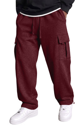 JMIERR Mens Fleece Cargo Sweatpants Elastic Waist Drawstring Jogger Pants | Fleece-lined warmth, cargo pockets, elastic drawstring waist, ankle drawcord, soft cotton blend, machine-washable MC772086-P503