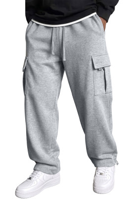 JMIERR Mens Fleece Cargo Sweatpants Elastic Waist Drawstring Jogger Pants | Fleece-lined warmth, cargo pockets, elastic drawstring waist, ankle drawcord, soft cotton blend, machine-washable MC772086-P1011