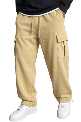JMIERR Mens Fleece Cargo Sweatpants Elastic Waist Drawstring Jogger Pants | Fleece-lined warmth, cargo pockets, elastic drawstring waist, ankle drawcord, soft cotton blend, machine-washable MC772086-P18