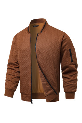JMIERR Men's Textured Full Zip Bomber Jacket Multi Pockets MC851583-P17