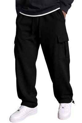 JMIERR Mens Fleece Cargo Sweatpants Elastic Waist Drawstring Jogger Pants | Fleece-lined warmth, cargo pockets, elastic drawstring waist, ankle drawcord, soft cotton blend, machine-washable MC772086-P2
