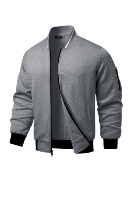JMIERR Men's Textured Full Zip Bomber Jacket Multi Pockets MC851583-P11
