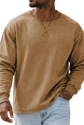 JMIERR Men's Acid Washed Long Sleeve Cotton T Shirt Muscle Vintage Crew Neck Casual Workout Basic Tee MC2522330-P17