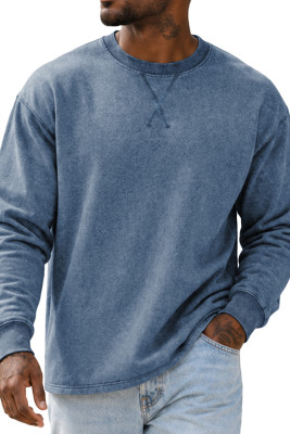 JMIERR Men's Acid Washed Long Sleeve Cotton T Shirt Muscle Vintage Crew Neck Casual Workout Basic Tee MC2522330-P604