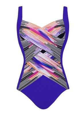 Sky Blue Colorful Cross One Piece Swimsuit LC412047-4