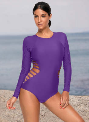 Purple Long Sleeve Rashguard One Piece LC410476-2