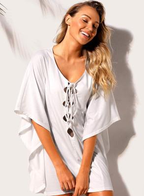 Lace Up Tie Hollow-Out  Cover Up LC420037-1