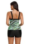 Green Abstract Printed Camisole Tankini Top