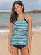 Fuzzy Print High Neck Halter Tankini Top