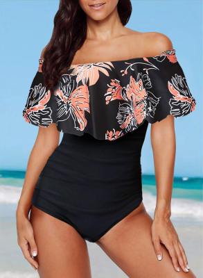 Floral Mid Waist One Piece Swimsuit LC412097-2