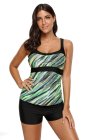 Green Abstract Printed Camisole Tankini Top