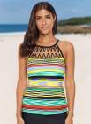 Striped Bead Trim Tankini Top