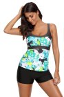 Green Abstract Printed Camisole Tankini Top