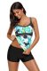 Green Abstract Printed Camisole Tankini Top