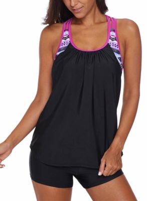 Rose Printed Insert Racerback Tankini LC411023-6
