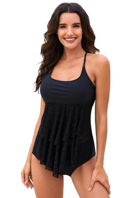 Halter U-Neck Ruffle Layered Tankini LC411192-2