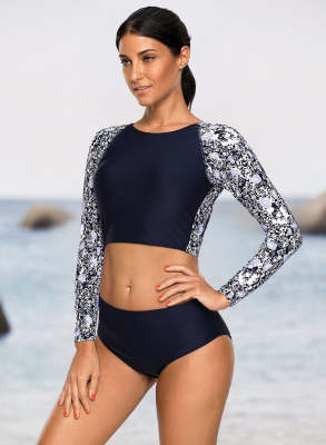 Cut Out Back Ties Rashguard Swimsuit LC410479