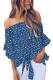 Asvivid Womens Vintage Polka Dot Printed Off the Shoulder Tops 3/4 Sleeve Tie Knot Shirt Chiffon Bloues